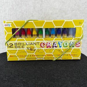 Brilliant Bee 12 Count Triangular Beeswax Crayons Ergonomic Non-Toxic Set Ooly